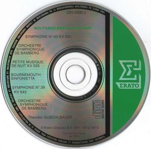 Mozart*, Theodor Guschlbauer : Petite Musique De Nuit / Eine Kleine Nachtmusik  -  Symphonies Nos 39 & 40  (CD, Comp)