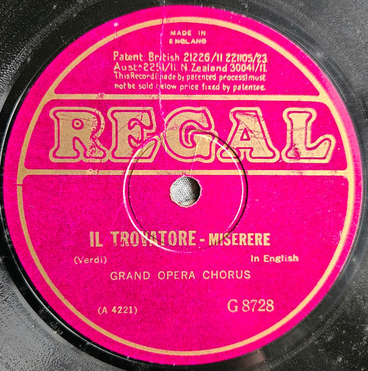 Grand Opera Chorus (2) : Il Trovatore / Maritana (Shellac, 10")