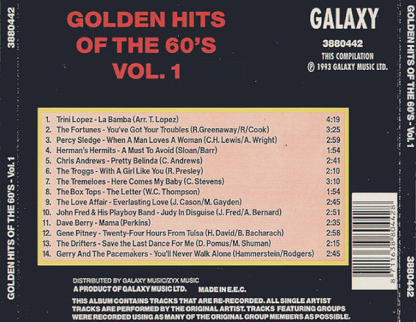 Various : Golden Hits Of The 60's - Vol. 1 (CD, Comp)