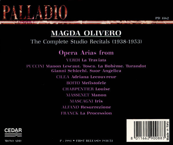 Magda Olivero, Orchestra Sinfonica Di Torino Della RAI : The Complete Studio Recitals (1938/53) (CD, Mono, RE, RM)