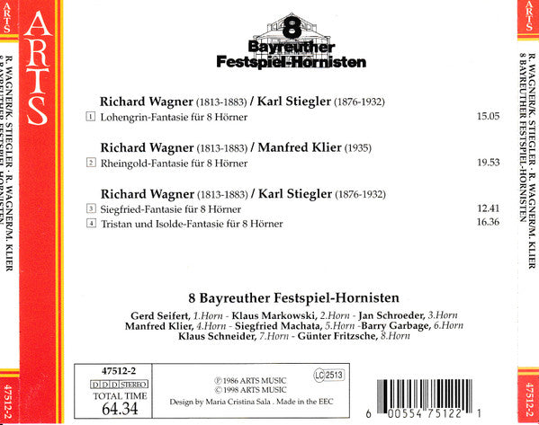 Wagner*, Stiegler*, Klier*, 8 Bayreuther Festspiel-Hornisten* : Fantasie Für 8 Hörner - Lohengrin, Rheingold, Siegfried, Tristan Und Isolde (CD, Album)