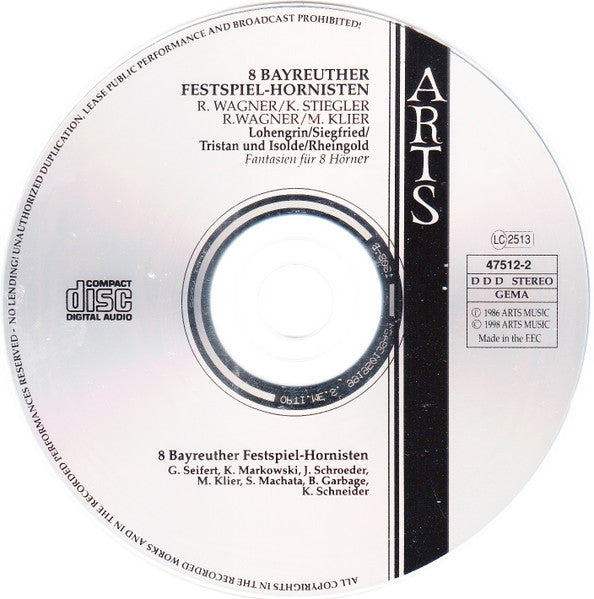 Wagner*, Stiegler*, Klier*, 8 Bayreuther Festspiel-Hornisten* : Fantasie Für 8 Hörner - Lohengrin, Rheingold, Siegfried, Tristan Und Isolde (CD, Album)