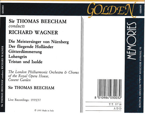 Sir Thomas Beecham, Richard Wagner : Sir Thomas Beecham Conducts Wagner (CD, Comp)