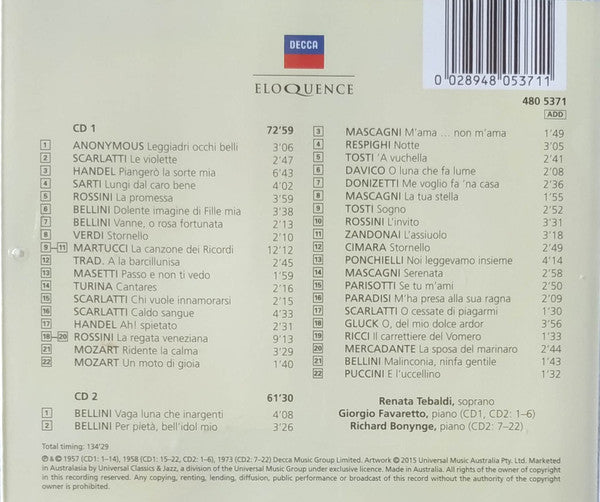 Renata Tebaldi, Giorgio Favaretto, Richard Bonynge : Serenata Tebaldi (2xCD, Album)