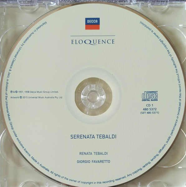 Renata Tebaldi, Giorgio Favaretto, Richard Bonynge : Serenata Tebaldi (2xCD, Album)