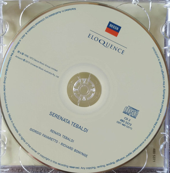 Renata Tebaldi, Giorgio Favaretto, Richard Bonynge : Serenata Tebaldi (2xCD, Album)