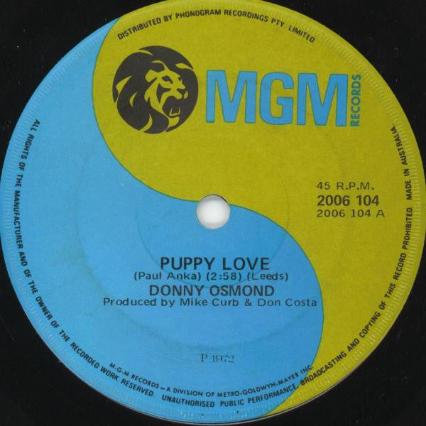 Donny Osmond : Puppy Love (7", Single)