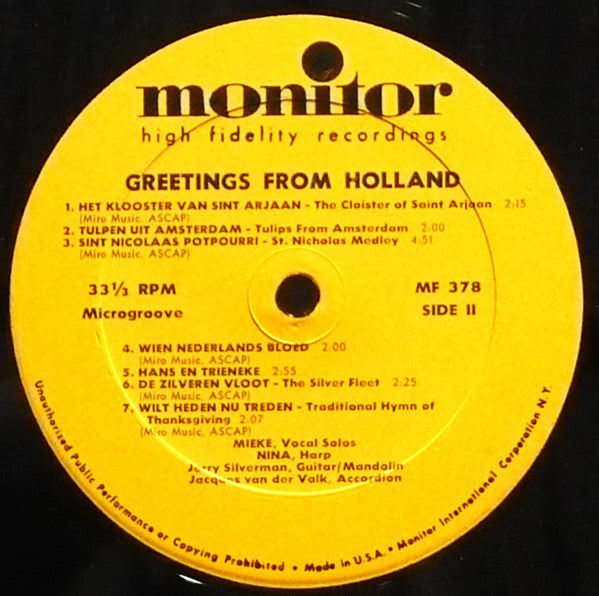 Mieke* And  Nina* : Greetings From Holland (LP, Album, Mono)