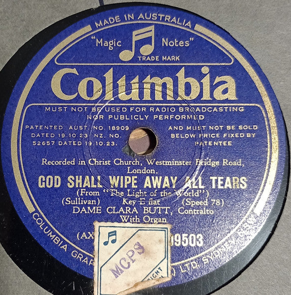 Clara Butt : God Shall Wipe Away All Tears / Abide With Me (Shellac, 12")