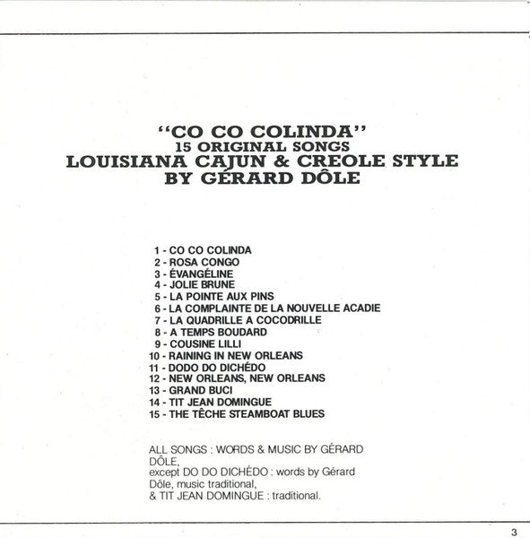 Gérard Dôle : Co Co Colinda (CD, Album)