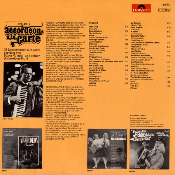 Orchester Horst Wende* : Accordeon A La Carte - Folge 2 (LP, Album)
