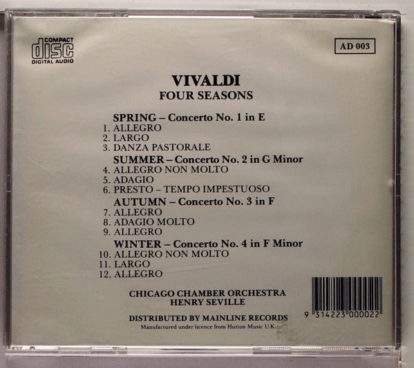 Vivaldi* - Chicago Chamber Orchestra, Henry Seville : Four Seasons (CD)