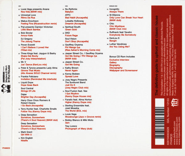 Masters At Work : In The House (2xCD, Mixed + CD, Comp, Enh)