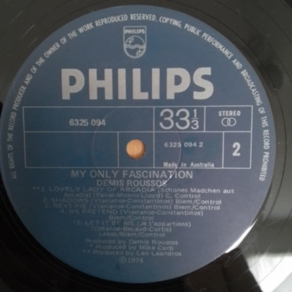 Démis Roussos* : My Only Fascination (LP, Album, RE)