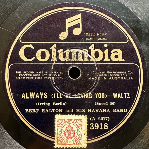 Bert Ralton And His Havana Band* : Always / Valencia (Shellac, 10", 80 RPM)