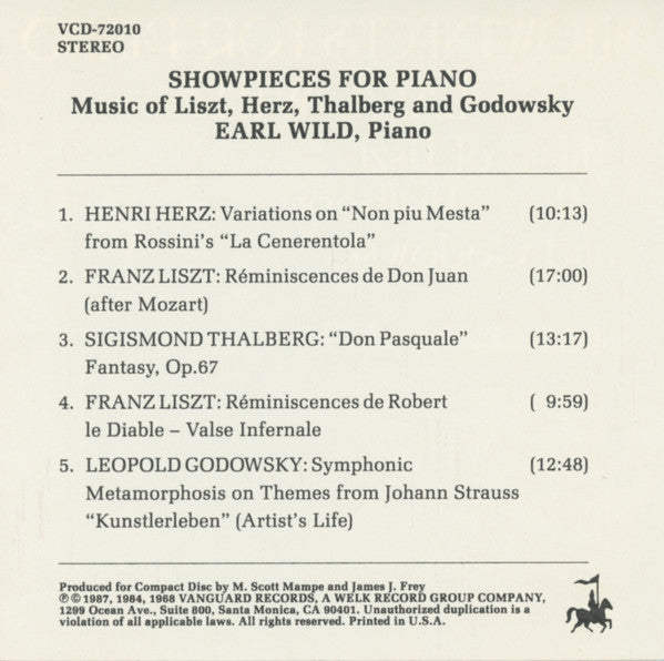 Earl Wild : Showpieces For Piano (CD, RE)