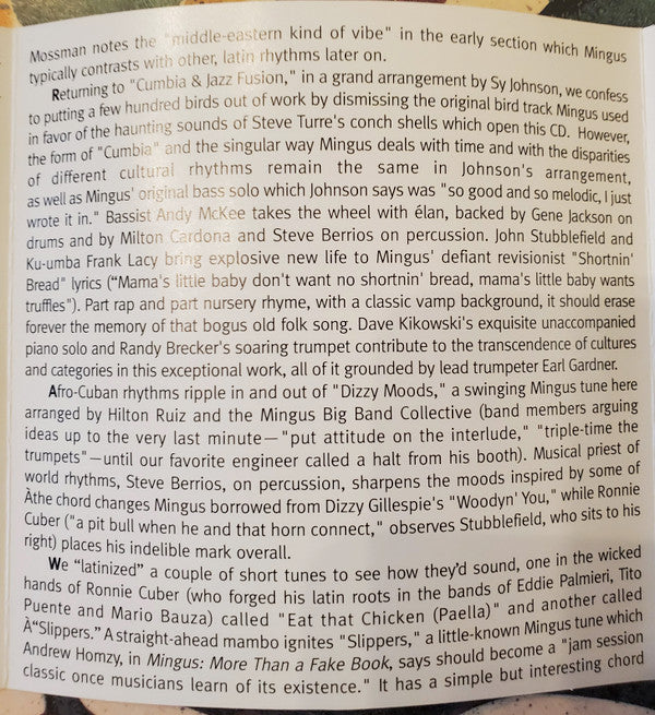 Mingus Big Band : ¡Que Viva Mingus! (CD, Album)