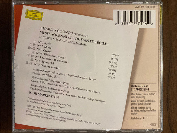 Charles Gounod – Irmgard Seefried • Gerhard Stolze • Hermann Uhde • Czech Philharmonic Chorus & The Czech Philharmonic Orchestra • Igor Markevitch : Messe Solennelle De Sainte Cécile = Cäcilian-Messe = St. Cecilia Mass (CD, Album, RE, RM, EDC)