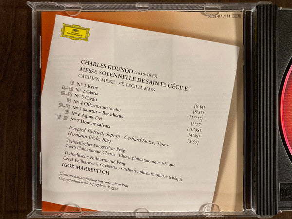 Gounod* – Irmgard Seefried • Gerhard Stolze • Hermann Uhde • Czech Philharmonic Chorus & Orchestra* • Igor Markevitch : Messe Solennelle De Sainte Cécile = Cäcilian-Messe = St. Cecilia Mass (CD, Album, RE, RM, EDC)