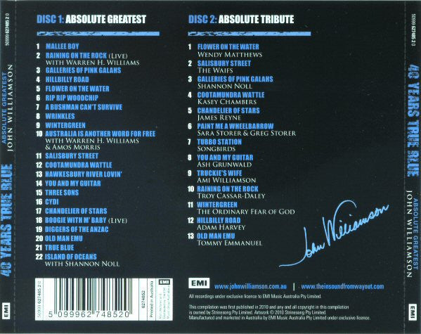 John Williamson : Absolute Greatest John Williamson: 40 Years True Blue (2xCD, Comp)