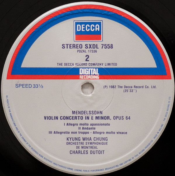 Kyung-Wha Chung, Pyotr Ilyich Tchaikovsky / Felix Mendelssohn-Bartholdy, Charles Dutoit, Orchestre Symphonique de Montréal : Violin Concertos = Violinkonzerte (LP)