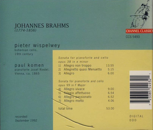 Brahms* - Pieter Wispelwey, Paul Komen : Sonata E Minor Op. 38 / Sonata F Major Op. 99 (CD)