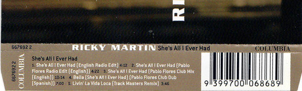 Ricky Martin : She's All I Ever Had (CD, Maxi)