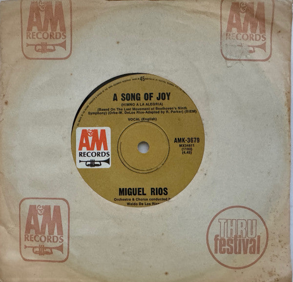 Miguel Ríos : A Song Of Joy (Himno A La Alegria) / El Rio (7", Single)