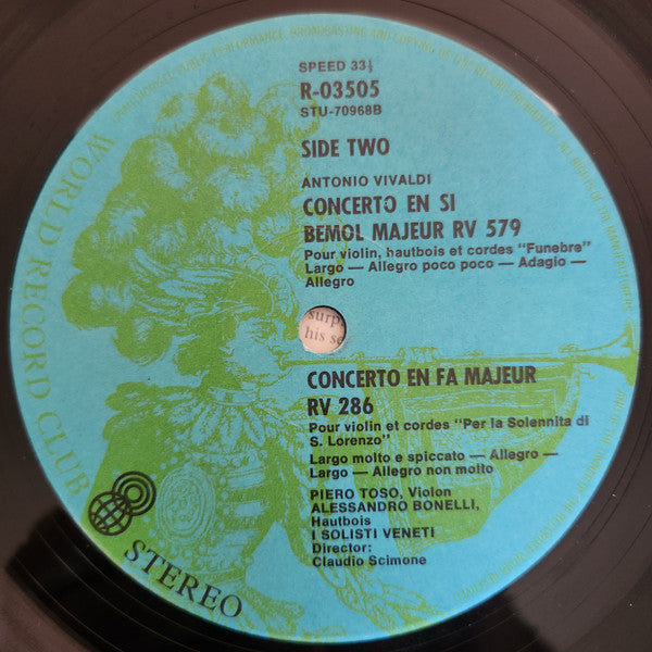 Antonio Vivaldi : Four Solemn Concertos For Violins (LP, Album, Club)