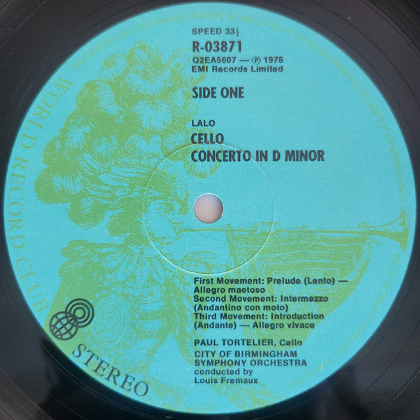 City Of Birmingham Symphony Orchestra, Yan Pascal Tortelier, Paul Tortelier, Édouard Lalo : Lalo Symphonie Espagnole Cello Concerto (LP, Album, Quad, Club)