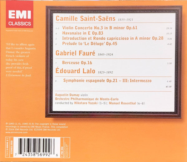 Camille Saint-Saëns, Gabriel Fauré, Édouard Lalo : Violin Concerto No. 3, Berceuse, Symphonie Espagnole (CD, Comp, RE)