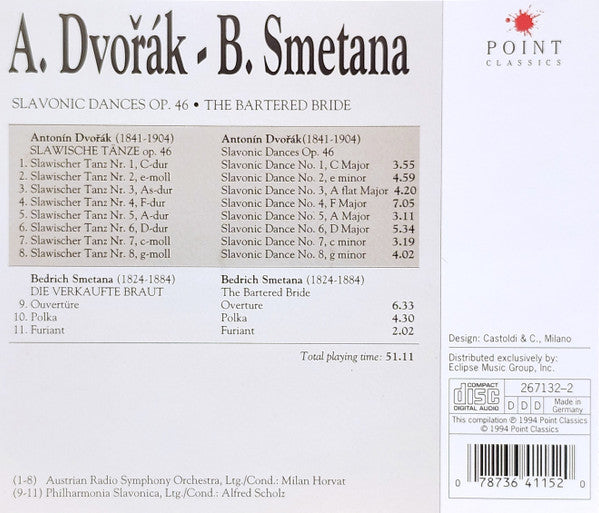 Antonín Dvořák, Bedřich Smetana : Slavonic Dances, Op. 46; The Bartered Bride (CD)
