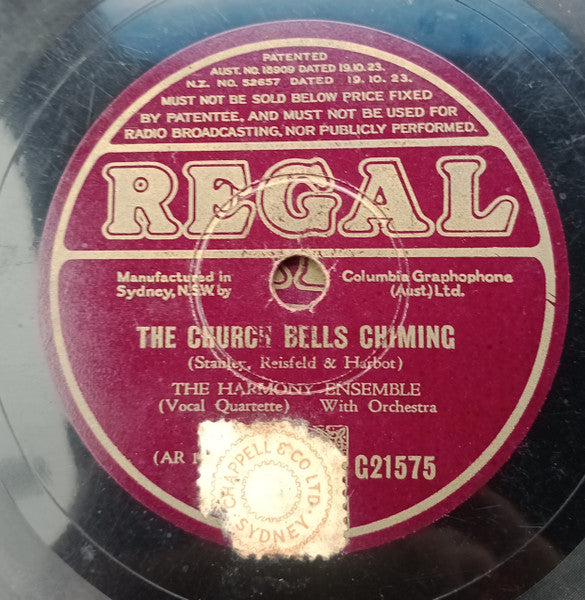 The Harmony Ensemble : By An Old Abbey Door / The Church Bells Chiming  (Shellac, 10")