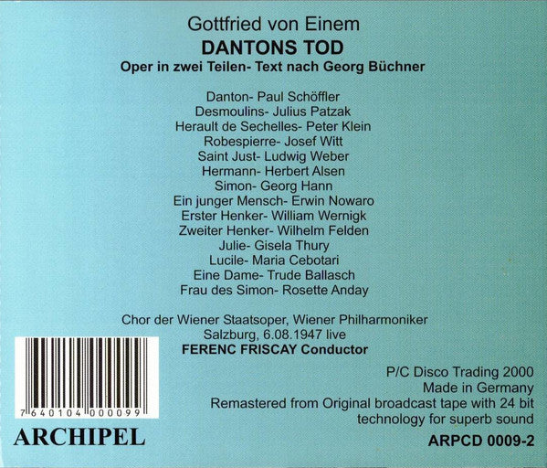 Einem*, Schöffler* - Patzak* - Cebotari* : Dantons Tod (2xCD, Album, RM)