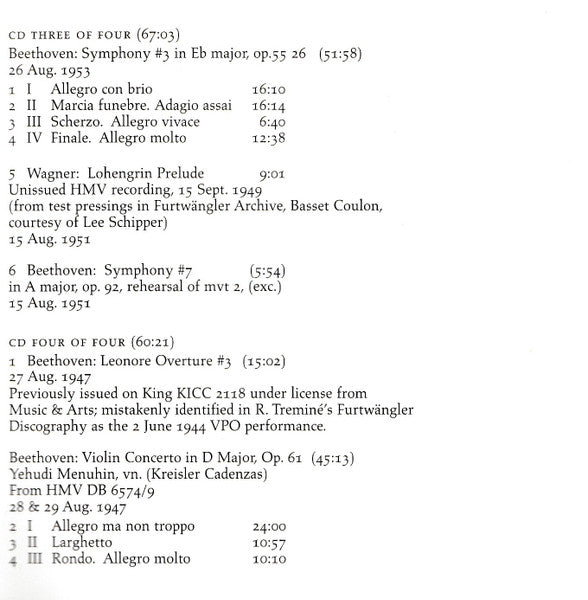 Wilhelm Furtwängler : Wilhelm Furtwängler At The Lucerne Festival, 1947-1953 Recordings & Broadcasts (4xCD, Comp)