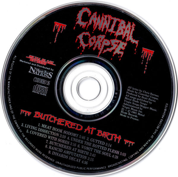 Cannibal Corpse : Butchered At Birth (CD, Album)