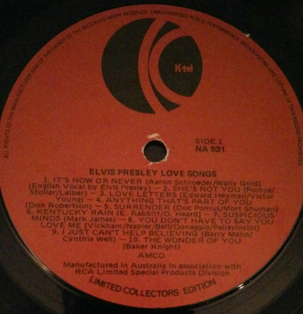 Elvis Presley : Elvis Love Songs (LP, Comp, Ltd)