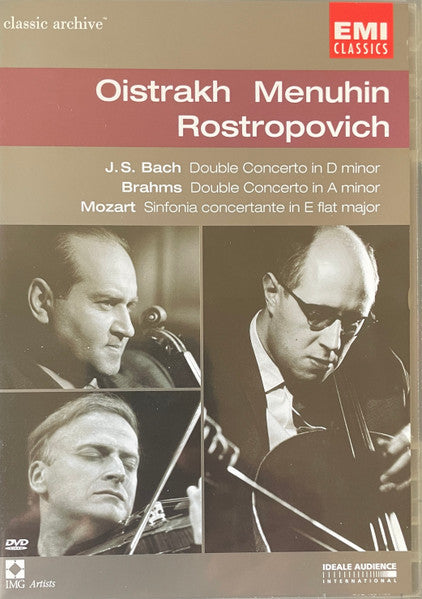 Oistrakh*, Menuhin*, Rostropovich*, J.S. Bach*, Brahms*, Mozart* : Double Concerto / Double Concerto / Sinfonia Concertante (DVD-V, Mono, PAL, B/W)