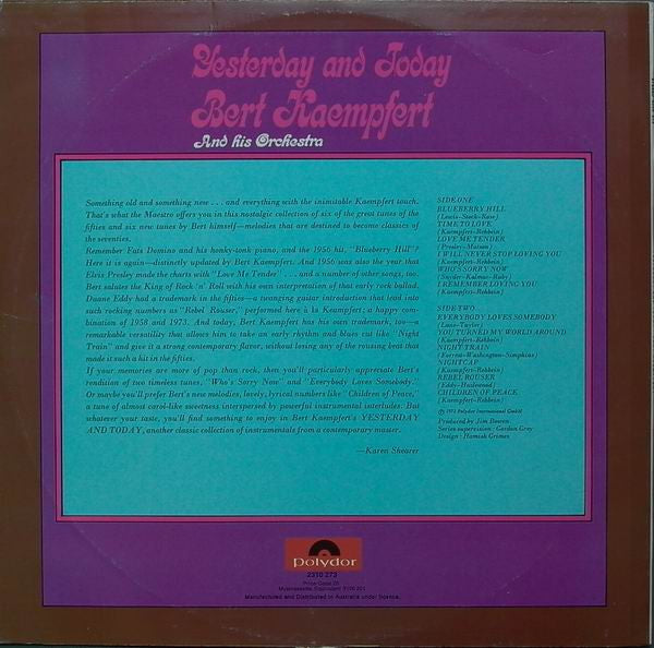 Bert Kaempfert & His Orchestra : Yesterday And Today (LP)