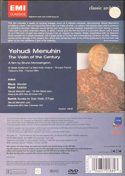 Yehudi Menuhin : The Violin Of The Century (DVD-V, PAL)
