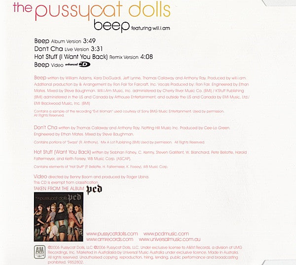 The Pussycat Dolls Featuring Will I Am : Beep (CD, Single, Enh)