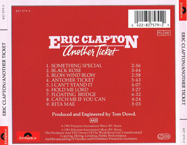 Eric Clapton : Another Ticket (CD, Album, RE, RM, PMD)