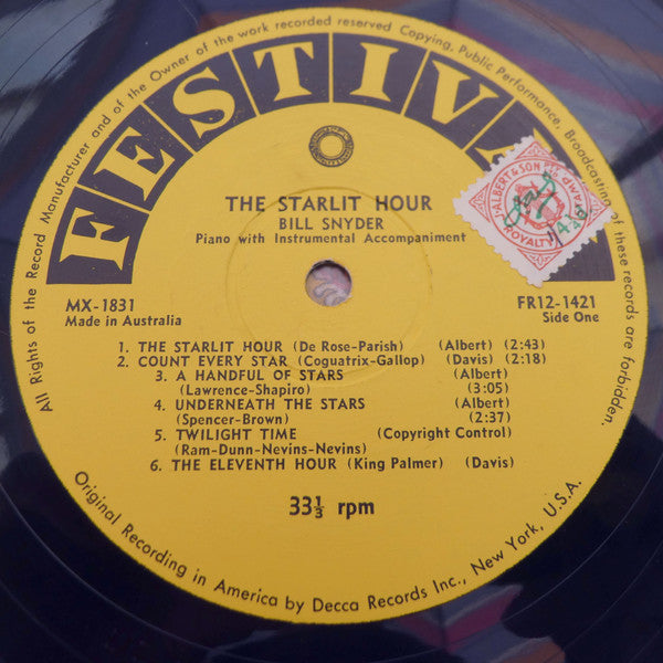 Bill Snyder : The Starlit Hour (LP, Album, Mono)