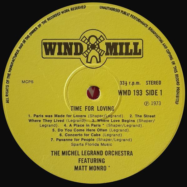 Michel Legrand Et Son Orchestre Featuring Dusty Springfield, Matt Monro, Michel Legrand : Time For Loving (LP, Album)