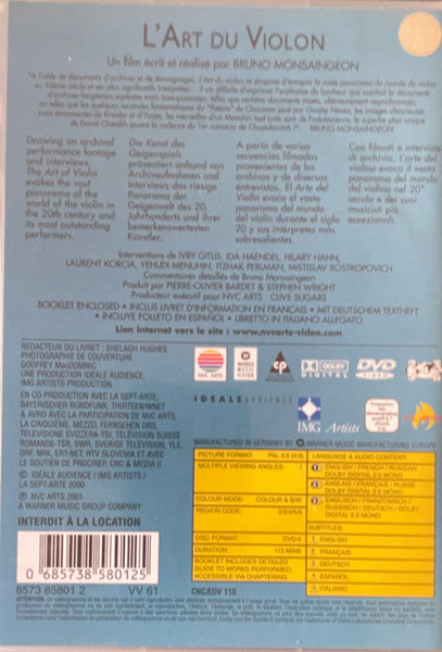 Various, Bruno Monsaingeon : L'art Du Violon (DVD-V, Mono, PAL, Col)