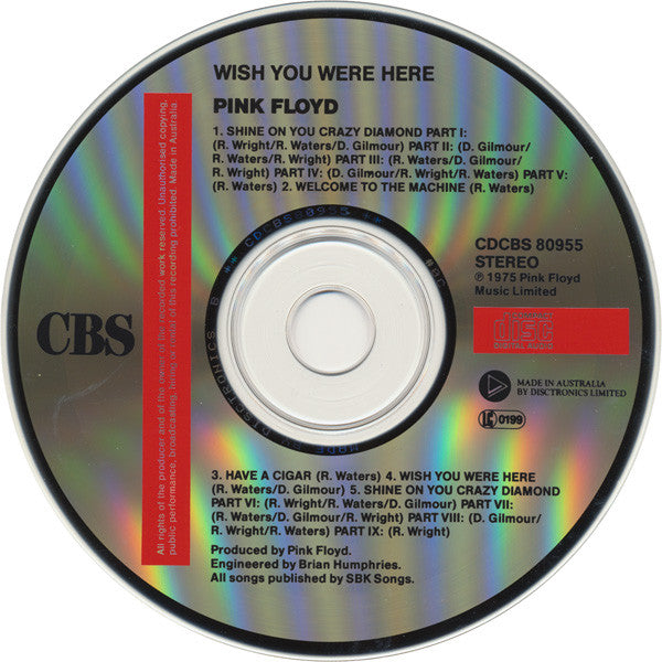 Pink Floyd : Wish You Were Here (CD, Album, RE)