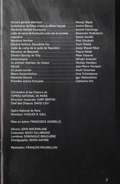 Sergei Prokofiev, L'Orchestre Et Les Chœurs De L'Opera National De Paris*, Francesca Zambello, Olga Guryakova, Nathan Gunn, Robert Brubaker : la Guerre Et la Paix (2xDVD)