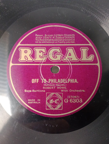 Robert Howe (3) : Father O'Flynn / Off To Philadelphia  (Shellac, 10", RE)