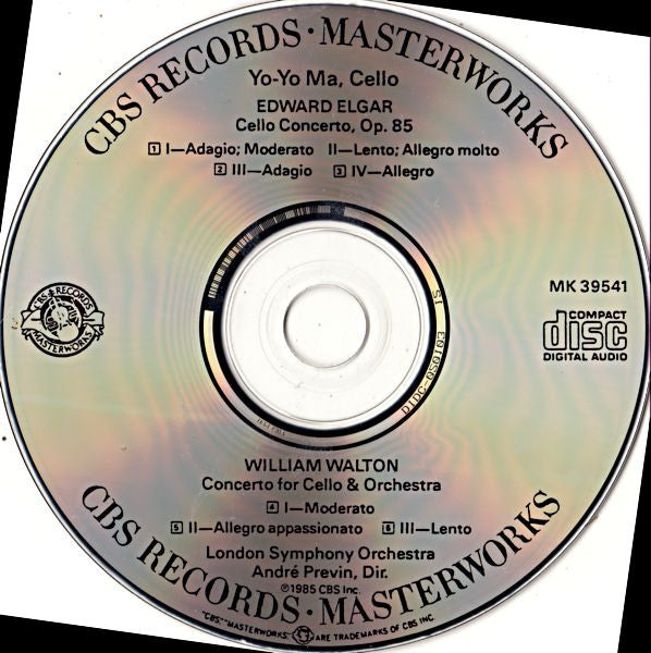 Elgar*, Walton* - Yo-Yo Ma, London Symphony Orchestra, André Previn : Cello Concerto, Op. 85 / Cello Concerto (CD, Album, RE, RP)