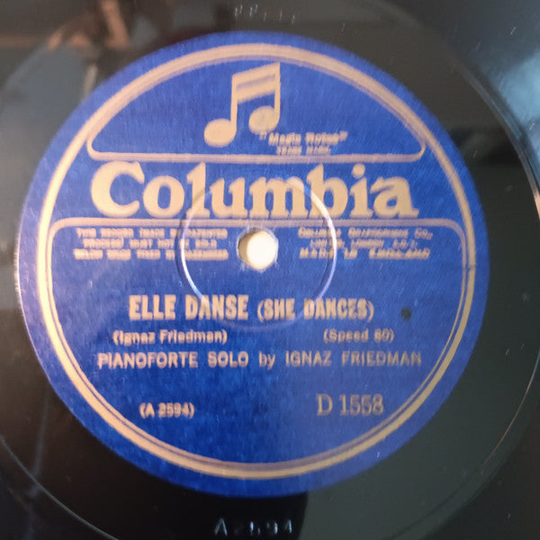 Ignaz Friedman : Elle Danse / Scherzo In E Minor (Shellac, 10", 80 RPM)
